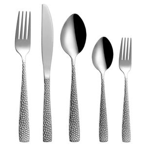 Ensemble de couverts à steak en acier inoxydable à motif martelé, personnalisé en usine, compatible lave-vaisselle, pour la restauration - Product Image 1