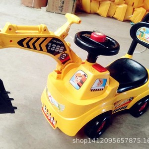 Kaitong Excavator Ride On Toy Car For 1-3 Years Old Kids Yellow <b>Plastic</b> Four Wheel Walker Scooter With <b>Bucket</b> - Product Image 4