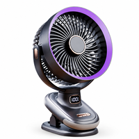 Petit ventilateur oscillant automatique rechargeable par USB, avec lumière LED, longue durée de vie de la batterie, pour bureau et dortoir
