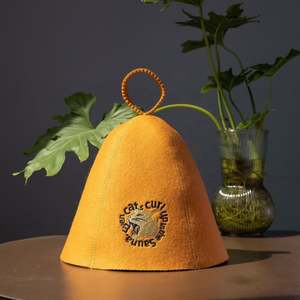 Gorro de Sauna de lana al por mayor con logotipo personalizado gorro de lana de Color naranja para Sauna - Product Image 4