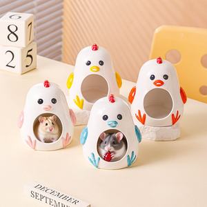 햄스터 드워프 기니피그 애완 동물을위한 여름 냉각 세라믹 둥지 숨기기 침대 애완 동물을위한 황금 단색 패턴 - Product Image 1