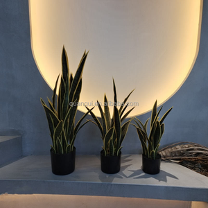 Emulated <b>Small</b> Plastic Potted Sansevieria <b>Artificial</b> Plant Eco-Friendly Water Resistant Yellow Green Realistic Look Shrubs Grass - Product Image 4