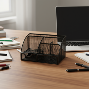 Homeera Stationery Rack Metal Black Spray Painted Desk Organizer for Office School Supplies - Product Image 2