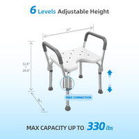 Chaise de douche ZS CARE KY-1106A avec accoudoirs de sécurité pour salle de bain et toilettes, support de mobilité pour personnes à mobilité réduite, robuste et légère, capacité 150 kg
