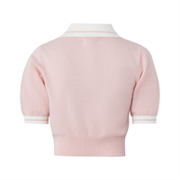 Pull en maille de golf à manches courtes pour femme, avec bordure rayée, personnalisable avec logo, collection printemps-été, vente en gros