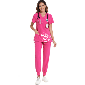 Ropa médica Scrubs para mujer Set - Stretch V-Neck Scrub Top & Jogger Pant con 8 bolsillos (V-Neck With Cargo Pant) Pantalones - Product Image 4