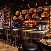 Mobilier de restaurant, bar, club, design d'intérieur, personnalisation complète de la pièce, comptoir de bar commercial, rénovation et décoration de boîte de nuit