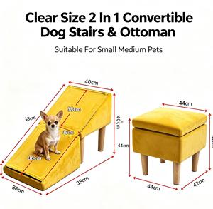 OEM ODM Split Ottoman Design Pet Stairs Non-Slip Velvet 2-in-1 Dog Steps & Foot Stool for Indoor Home Use - Product Image 1
