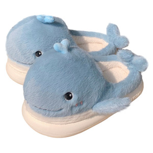 XIXITIAO Indoor Outdoor Warm <strong>Whale</strong> Slipper Cute Slippers Winter House Slides Ladies Fashion Fur Shark Slides Fluffy EVA Slippers