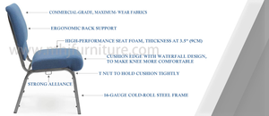 Les chaises d'église avec bras à la sortie de l'usine sont des chaises d'église empilables en métal adaptées à une utilisation dans les salles d'église - Product Image 4