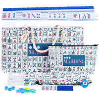 Jeu de Mahjong Américain Professionnel Bleu – 166 Tuiles Standard avec Étui, Supports et Poussoirs – Kit Complet