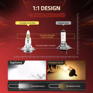 2x Ampoules de phare de voiture <span class=keywords><strong>LED</strong></span> H7 H4 H1 H11 9005 9006 HB3 HB4 2400LM Mini Lampe sans fil +800% Plus Lumineuses Projecteurs Auto 12V - Product Image 4