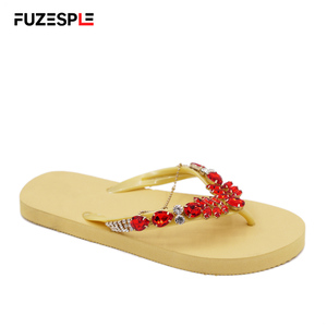 New Arrival Summer Slide with AB Crystal Rhinestone Chain Fancy Beach Outdoor Slippers Sandals PE Insole <strong>Orange</strong> <strong>Flip</strong> <strong>Flops</strong> - Product Image 2