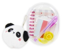 Set de Papelería Kawaii con Estuche de PVC, Cuaderno Bonito, Bolígrafo, Notas Adhesivas, Cinta Adhesiva y Llavero de Peluche, Regalo Escolar Creativo para Niñas