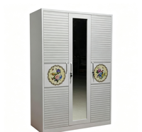 Nouvelle Arrivée Grande Armoire en Acier Imprimé à Design Persianné avec Miroir, Penderie Métallique pour Appartement et Usage Domestique