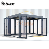 Texture en bois écologique anti-vent pluie toit en plastique debout libre extérieur en aluminium jardin Gazebos couverture