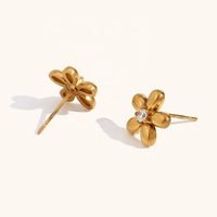 Anting-anting tusuk bermotif bunga dan mata kuda, berlapis emas, dari baja anti karat dan zircon, merek Dingran Elegant Ladies Jewelry