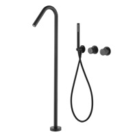 Robinet de baignoire sur pied en laiton massif OEM personnalisé, finition brossée, mitigeur chaud/froid, cartouche céramique, jet de pluie, vente en gros pour salle de bain
