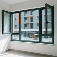 Ventanas de Casa de Villa personalizadas para proyectos de ingeniería, ventanas de aluminio aisladas, ventanas abatibles de aluminio de doble acristalamiento