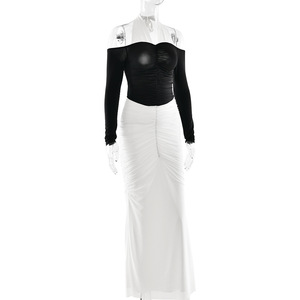 Abito Lungo Sexy da Donna con Collo all'Americana, Spalle Scoperte, <span class=keywords><strong>Maniche</strong></span> <span class=keywords><strong>Lunghe</strong></span>, <span class=keywords><strong>Schiena</strong></span> Nuda, Casual, <span class=keywords><strong>Nero</strong></span>, Trendy, Trasparente, Aderente 2026 - Product Image 5