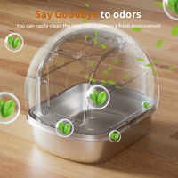 Accessoires pour chat en acier inoxydable Boîte à litière facile à nettoyer Intérieur antiadhésif sans odeur pour petits et grands chats Accessoire pour chat