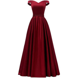 Evening Gown Women's Long Sleeveless Sweetheart Neckline Burgundy Wedding Party Dress Natural Waist Polyester Fabric - Product Image 1