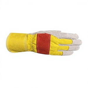 Gants de travail robustes en cuir de vachette fendu, avec dos perforé en tissu de coton, protection industrielle des mains, manchette caoutchoutée, CE - Product Image 3
