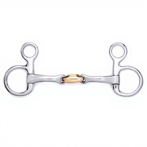 Baucher Snaffle - Bocado de cobre para caballo, de acero inoxidable, con junta lisa, de 5 pulgadas, pulido, para entrenamiento de equitación - Product Image 1