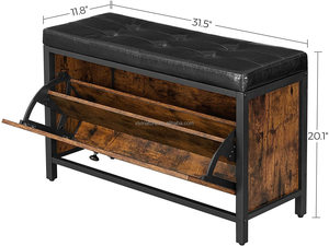 Banc de rangement rembourré pour chaussures avec armoires à chaussures à <span class=keywords><strong>2</strong></span> rangées - Product Image 2