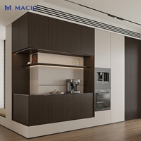 Buffet mural modulaire contemporain en bois MACIO, personnalisable, avec rangements intégrés, pour salle à manger, console pour villa