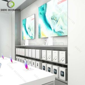 Décoration intérieure de boutique moderne blanche, mobilier d'exposition pour magasin de téléphonie mobile, design 3D pour boutique de téléphones portables - Product Image 3