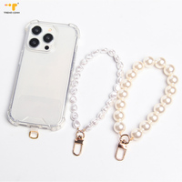 Porte-clés pendentif perle bicolore style INS 32 cm pour adolescente, chaîne de téléphone portable anti-perte perlée, sac pour écouteurs