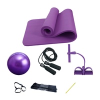 Ensemble de yoga et d'exercices NBR 4 pièces en gros avec ballon de Pilates, sangle de résistance, corde à sauter, tapis de fitness épais et sac de transport