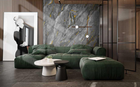 Panneau PVC pour décoration intérieure, feuille de marbre imperméable, panneau brillant pour hall d'hôtel, bureau, revêtement mural commercial