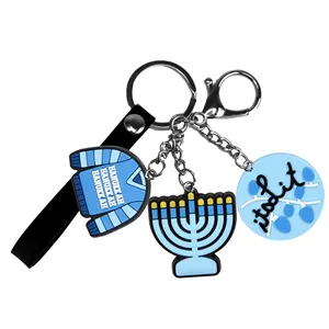 Hanukkah chanukah Keychain 3D cao su khuyến mại móc khóa dễ thương PVC tự vệ Keychain