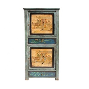 Mueble de Almacenamiento Chino Antiguo Clásico Decorado con Flores Pintadas a Mano - Product Image 6