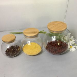 Récipient en verre transparent moderne, design rond, avec bouchon en liège pour fruits secs et thé, utilisation en cuisine pour le stockage des aliments - Product Image 3