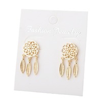 Anting-anting gantung bulu penangkap mimpi bohemian paduan mode Eropa dan Amerika wanita desain indah