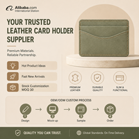 Portefeuille fin en cuir suédé vert olive avec poche avant incurvée, étui à cartes compact personnalisé vert olive, RFID en option