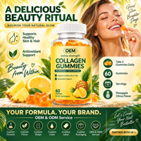 Gummies au collagène pour la beauté de la peau, des cheveux et des ongles, nutrition quotidienne avec saveur de fruits tropicaux, complément alimentaire OEM