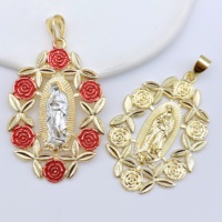 Pendentif Guirlande de Roses Roses JML Fashion, Bijou Religieux en Plaqué Or 14 carats, Motif Vierge Marie, Pendentif Tricolore pour Collier, Vente en Gros