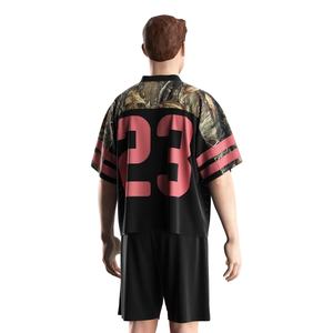 เสื้อยืดสไตล์เรโทรทรงโอเวอร์ไซส์สำหรับผู้ชาย แบบครอปตาข่ายทรงบ็อกซี่ ฟิตแบบเสื้อเจอร์ซีย์อเมริกันฟุตบอล - Product Image 4