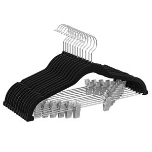 <span class=keywords><strong>SONGMICS</strong></span> Lot de 12 cintres en velours Cintres pour pantalons antidérapants en plastique avec clips réglables Vente en gros pour garde-robe Salle de bain - Product Image 2