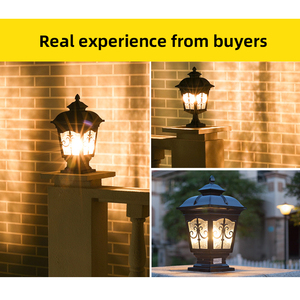 Luces de pilar de paisaje solar LED impermeables de aluminio para exteriores europeas para puerta de jardín de Villa Clasificación IP65-Diseño cuadrado - Product Image 5