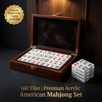 Tuiles de Mahjong Dorées Double Couche en Acrylique, 160 Pièces, Luxe Moderne, Portables, Finition Polie à la Main, Design Classique, pour Jeu à Domicile et Cadeau
