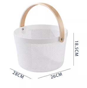 Panier de rangement carré en PP avec poignée en bois, multifonctionnel, écologique, design moderne, gain de place, flexible, pour cuisine et maison - Product Image 1