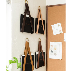 Wall-mounted bookshelf, leather hanging rope <b>shelf</b>, entryway/study wall storage and decoration <b>shelf</b>, custom-made. - Product Image 2