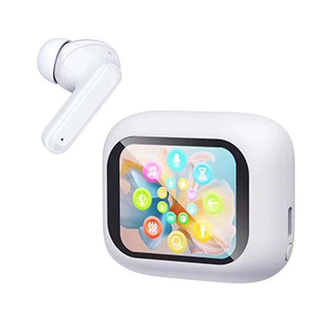 2024 LCD Touch Screen Wireless Earbuds with ANC ENC Noise Cancelling Waterproof Stereo Sound TWS Earphones for Sports