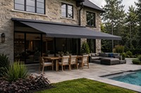 Pergola rétractable moderne de luxe en alliage d'aluminium, auvent en polyester télécommandé, résistant au vent et aux UV, pour balcon, cour arrière, jardin