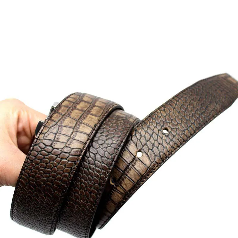 Mens Belts Genuine Leather Alligator Skin without Buckle Crocodile Leather Strap from the Professional Leather Belt Manufacturer